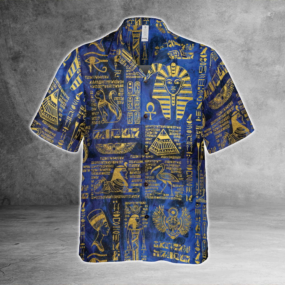 Egyptian Hieroglyphs And Deities 3D All Over Print Hawaiian Shirt Size S-5XL