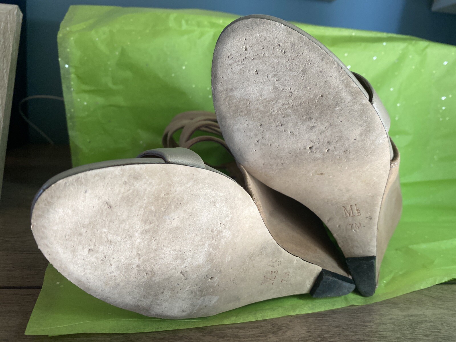 kane by mia limited edition taupe suede Strap Oy Wedge Sandals.