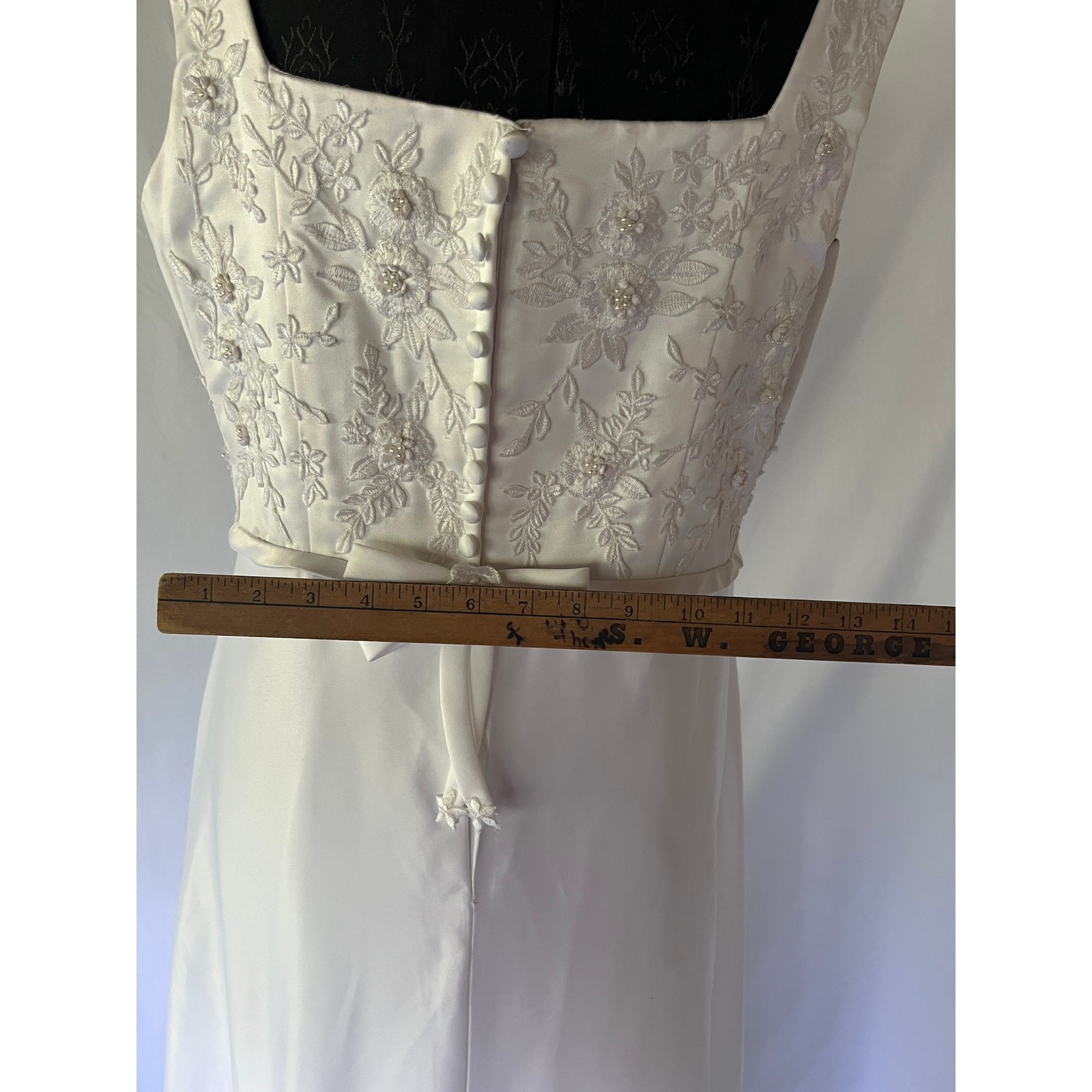 Vintage 90s Morilee Satin A-Line Wedding Dress vntg Size 12 w/ Detachable Train
