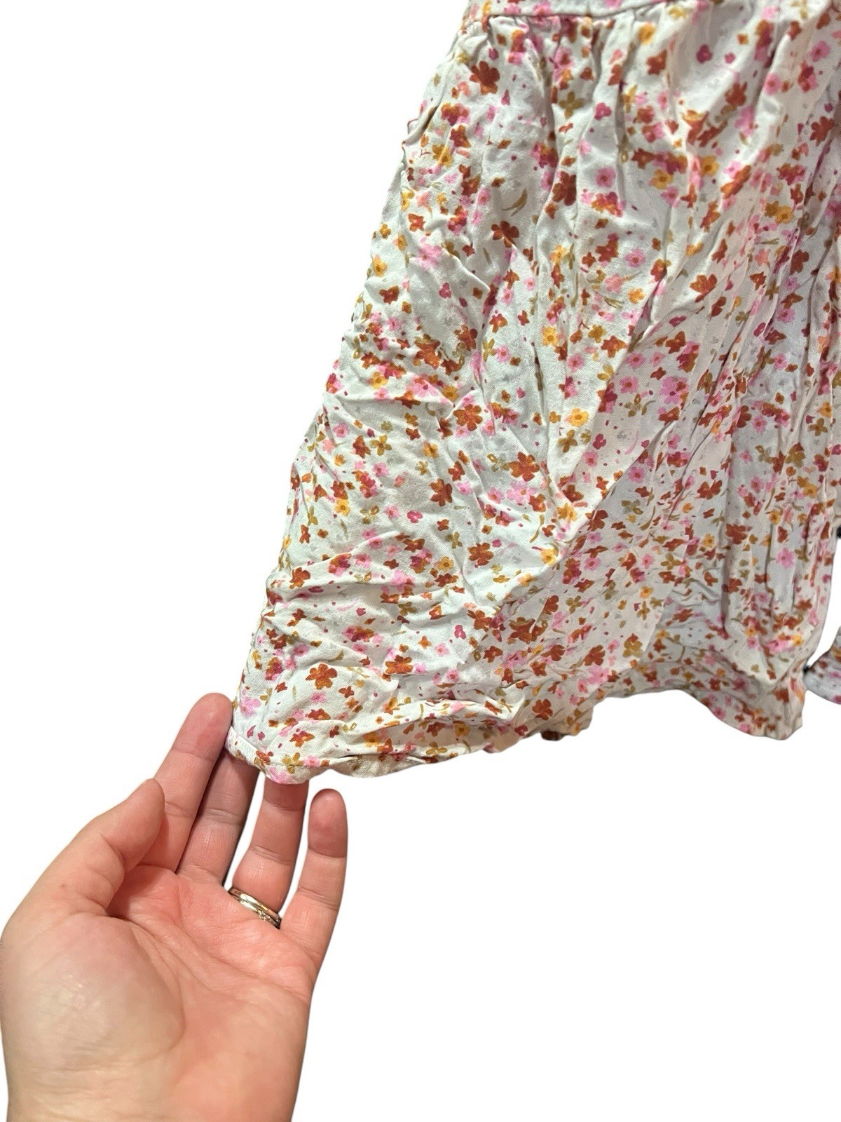 Ditsy Floral White Printed Spaghetti Strap Tea Party Dainty Button Dress Sz XL