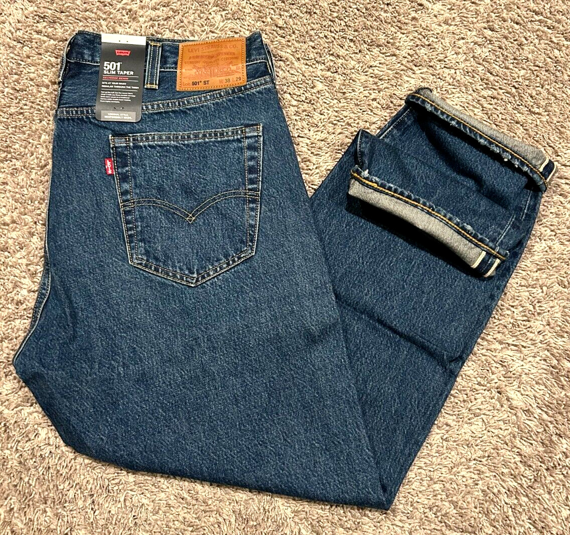 Levi’s Premium 501 Slim Taper Jeans Selvedge 100% Cotton Sizes NWT RT$148 0253