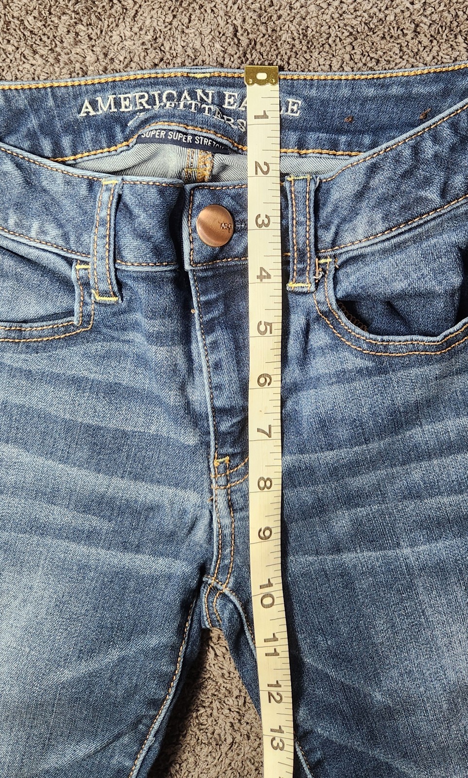 Dark Wash Destroy American Eagle Outfitters Low Rise Jeggings Skinny Jeans 2 Y2K