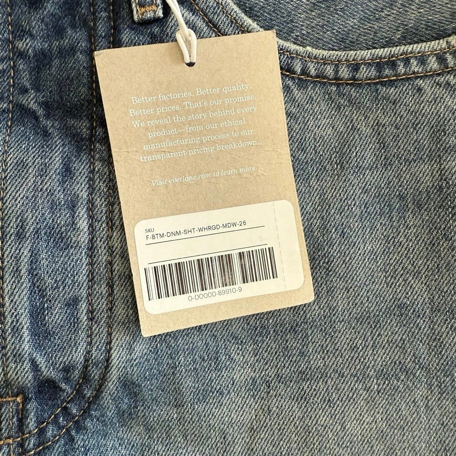 Everlane Rigid Way High Denim Jean Short High Rise Button Fly Medium Wash Sz 26