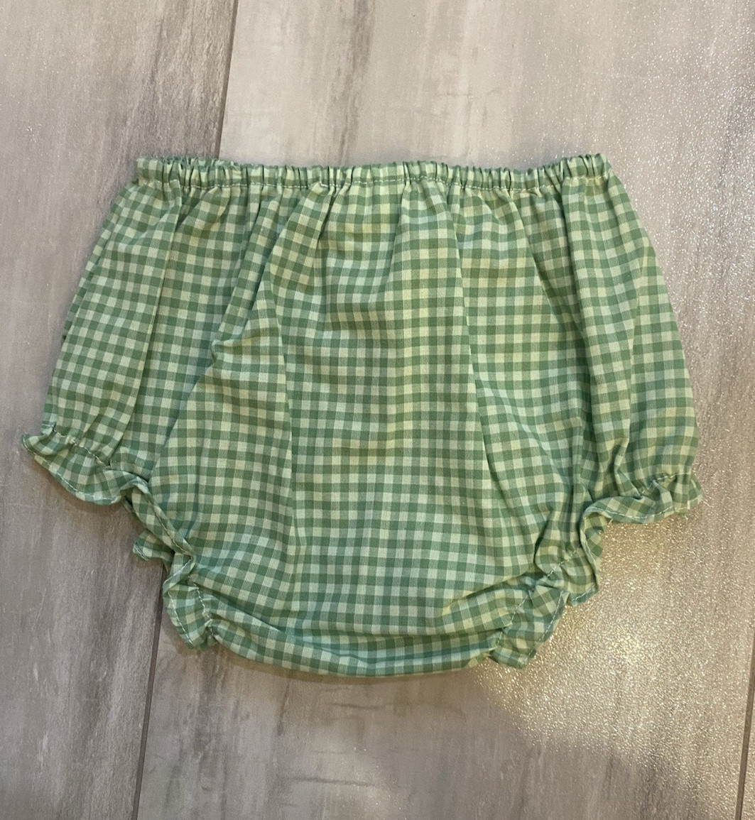 New! Petit Ami Embroidered Fall Wreath Cotton Blend Gingham Diaper Set, Girls 3M