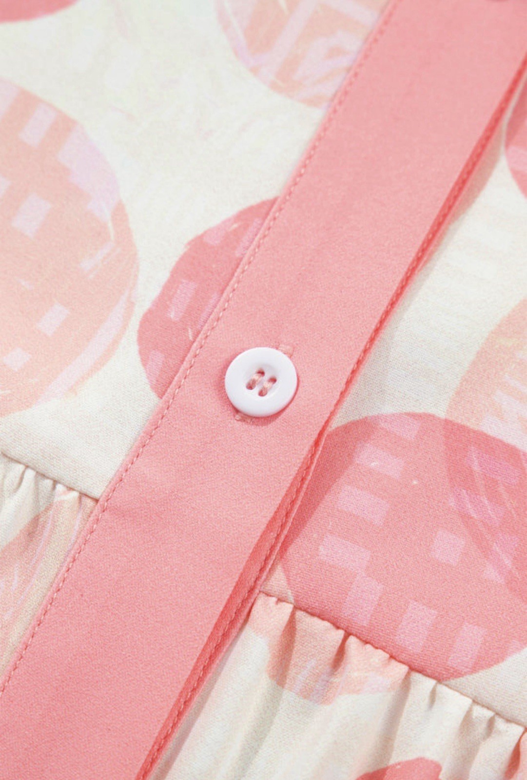 Pink Double Polka Dot Ruffle Trim Babydoll Shirt L