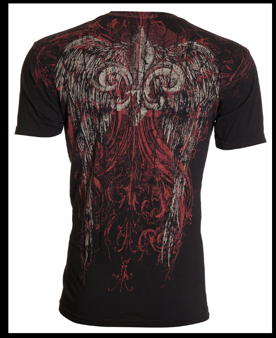 ARCHAIC by AFFLICTION Black Red WING Short Sleeve Slim Fit Y2K T-shirt NWT