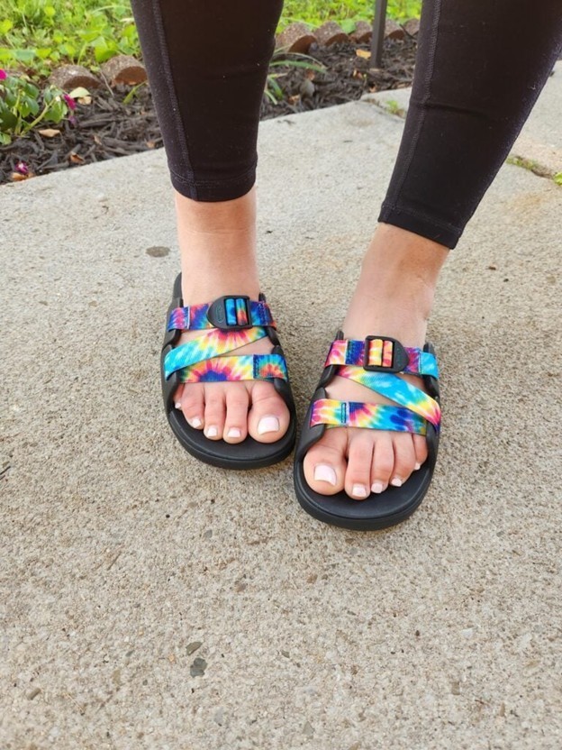 Chaco Chillos Slide Sandals Strappy Slip-On Black Dark Tie Dye Size 7 NEW