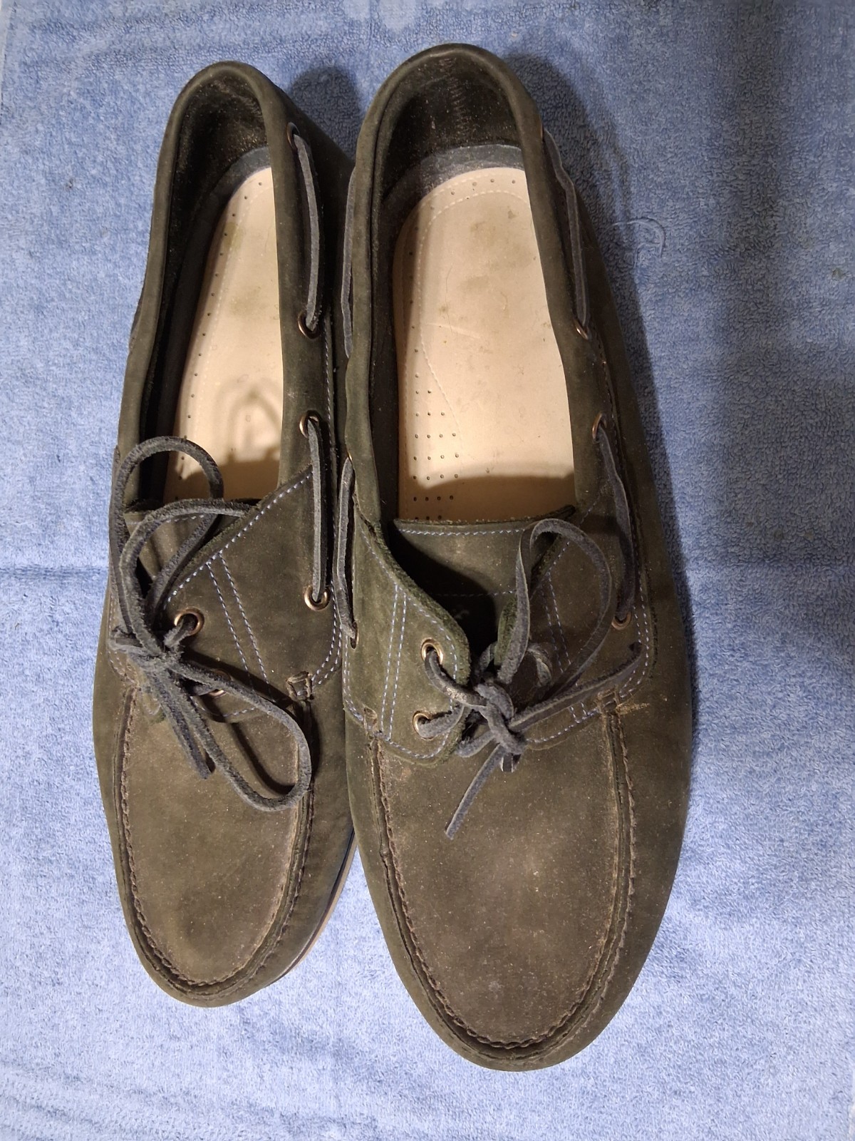 Timberland Loafers size 15w 2 pair 1 leather and one Blue suede