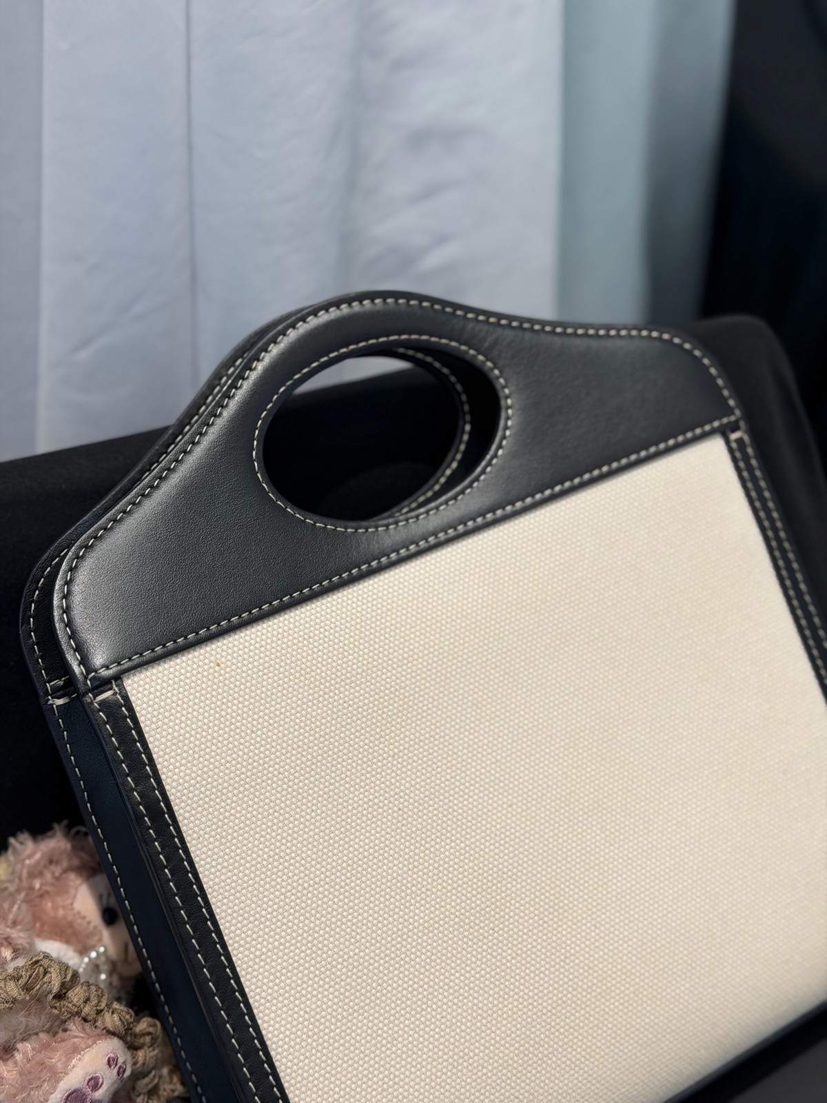 Burberry Pocket Bag Small Beige&Black Canvas Calfskin 3-Way Crossbody Shoulder B
