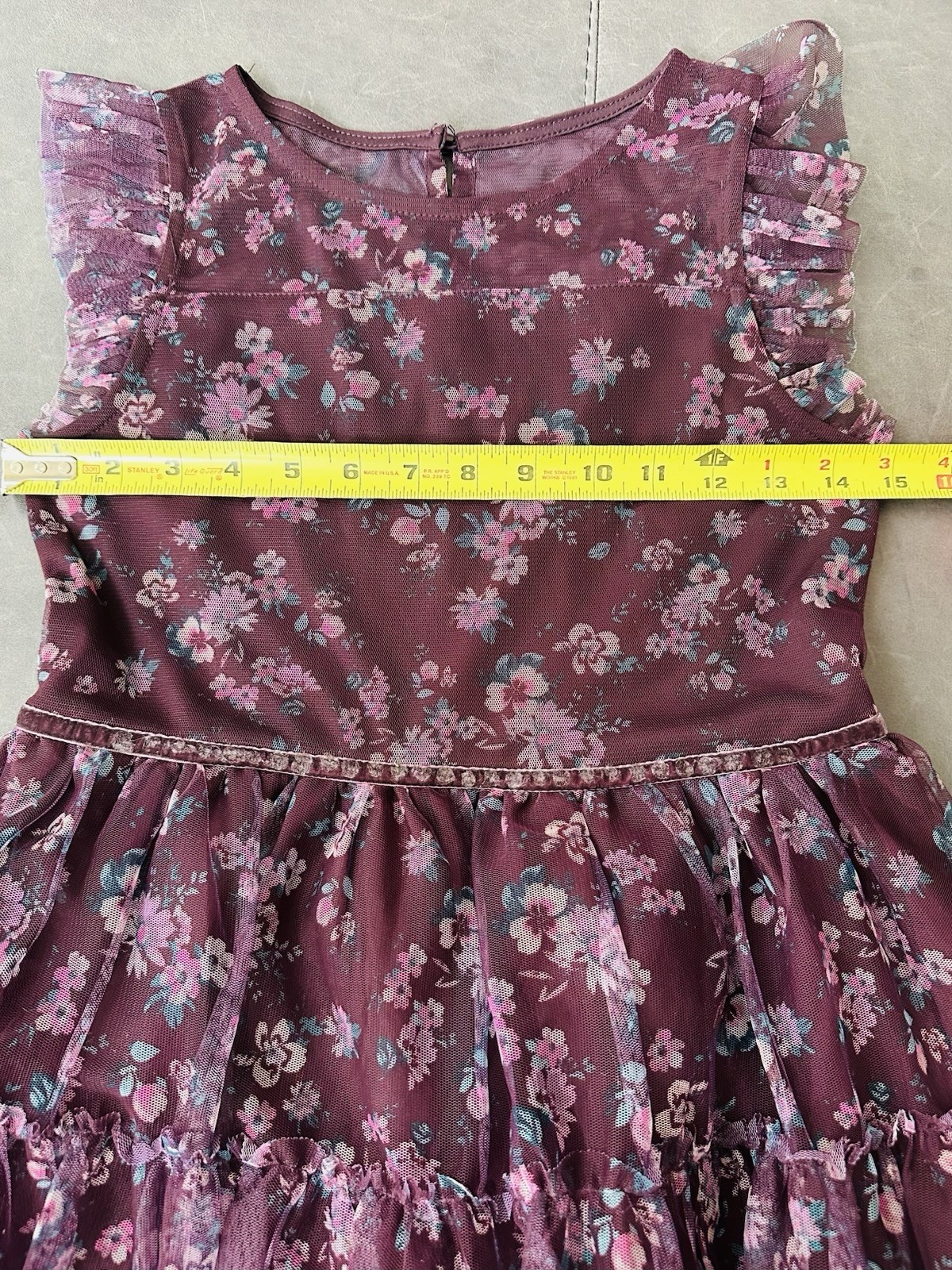 EUC Zenzi Floral Lined Tiered Dress Purple Wedding Flower Girl Large 10/12