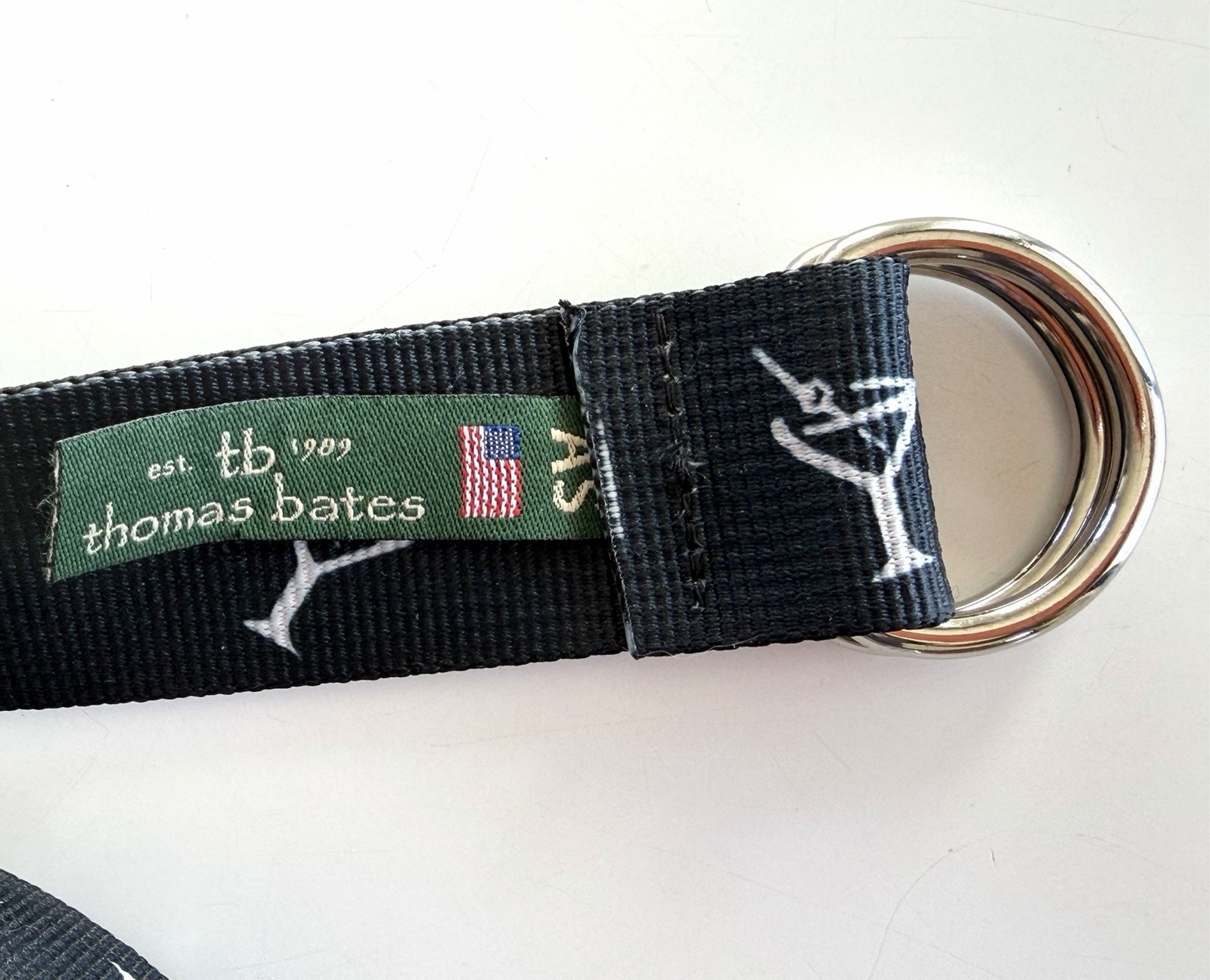 Rare! Thomas Bates Canvas/ Nylon Navy Blue 38” Martini Belt Made in USA (I)