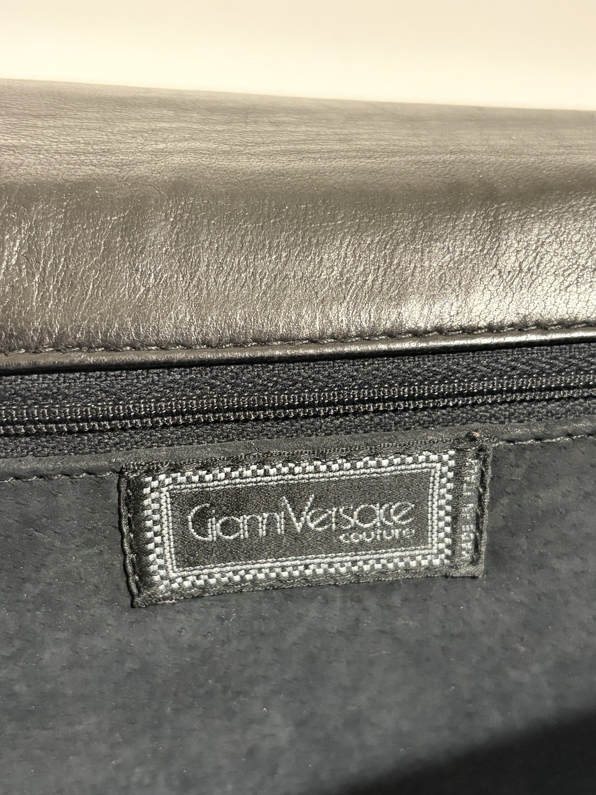 Vtg Gianni Versace 80s Black Leather Tassel Clutch Bag