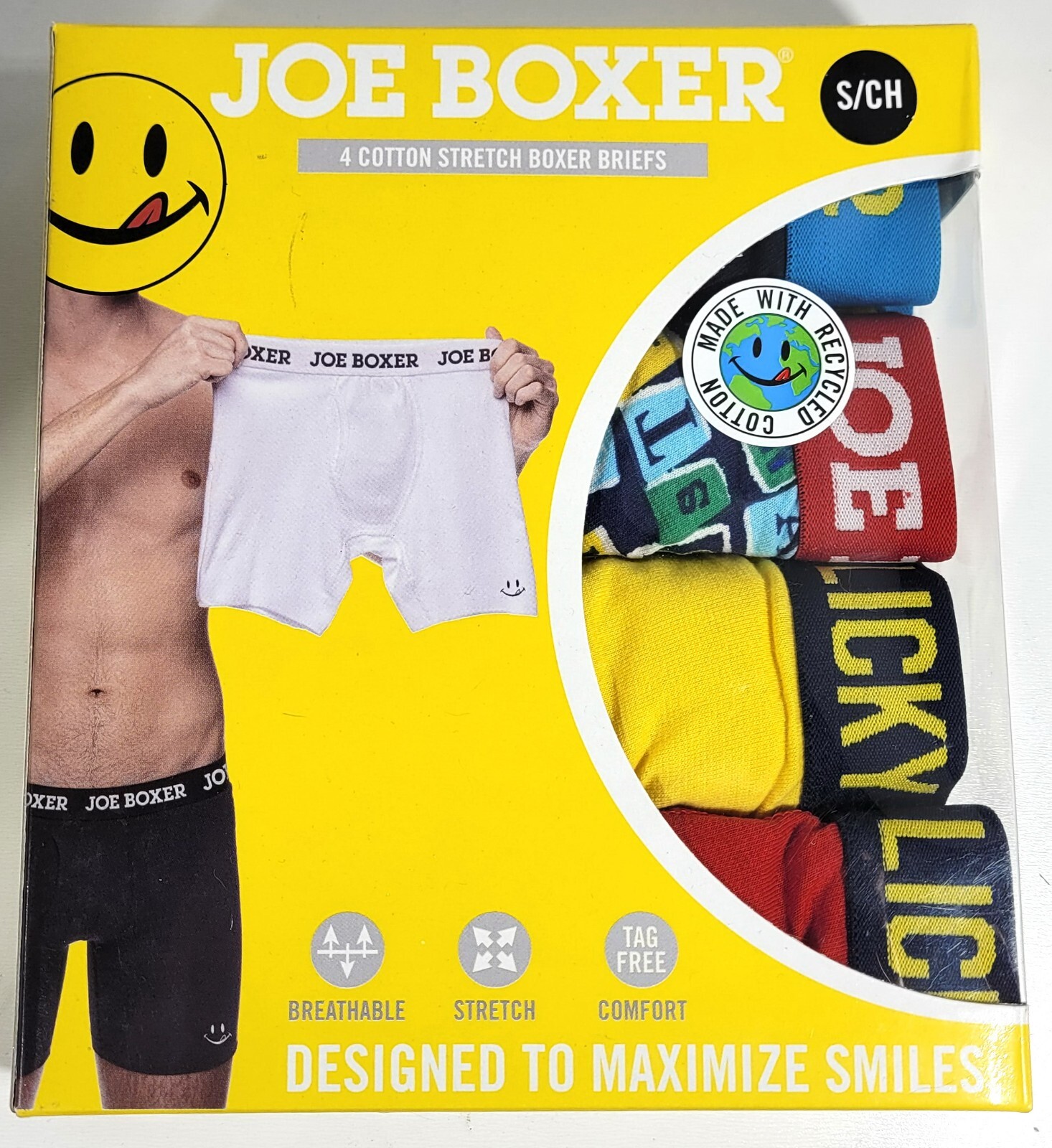 Joe Boxer 4 Pack Cotton Stretch Boxer Briefs S 28-30 Waist (Small) Option 1