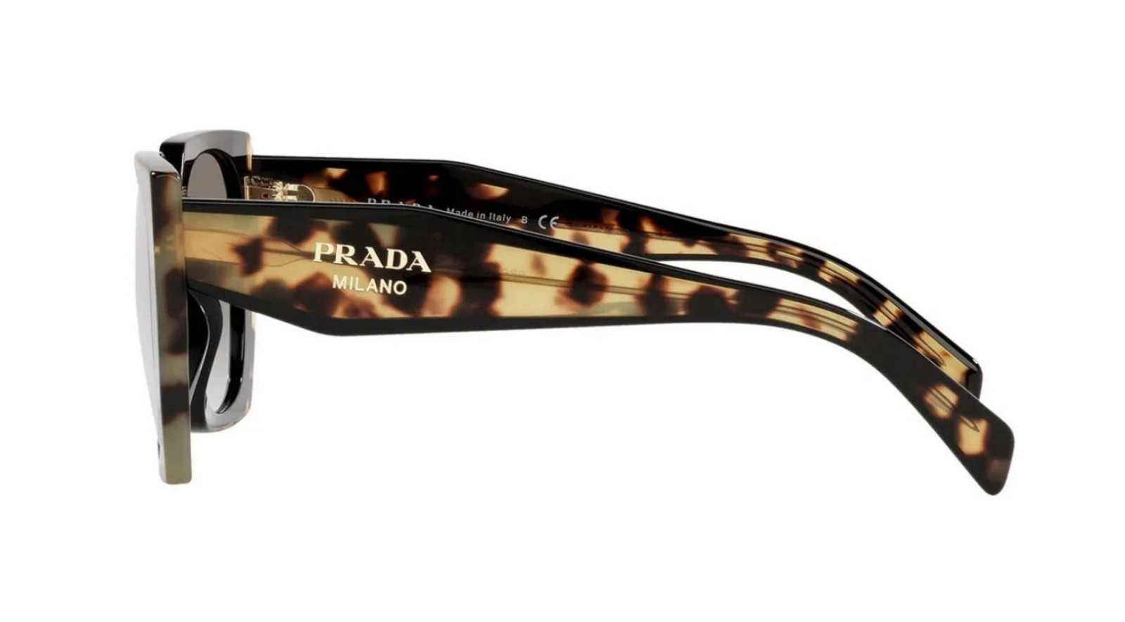 PRADA MONOCHROME PR 15WS Black Medium Tortoise/Grey Shaded (389-0A7) Sunglasses