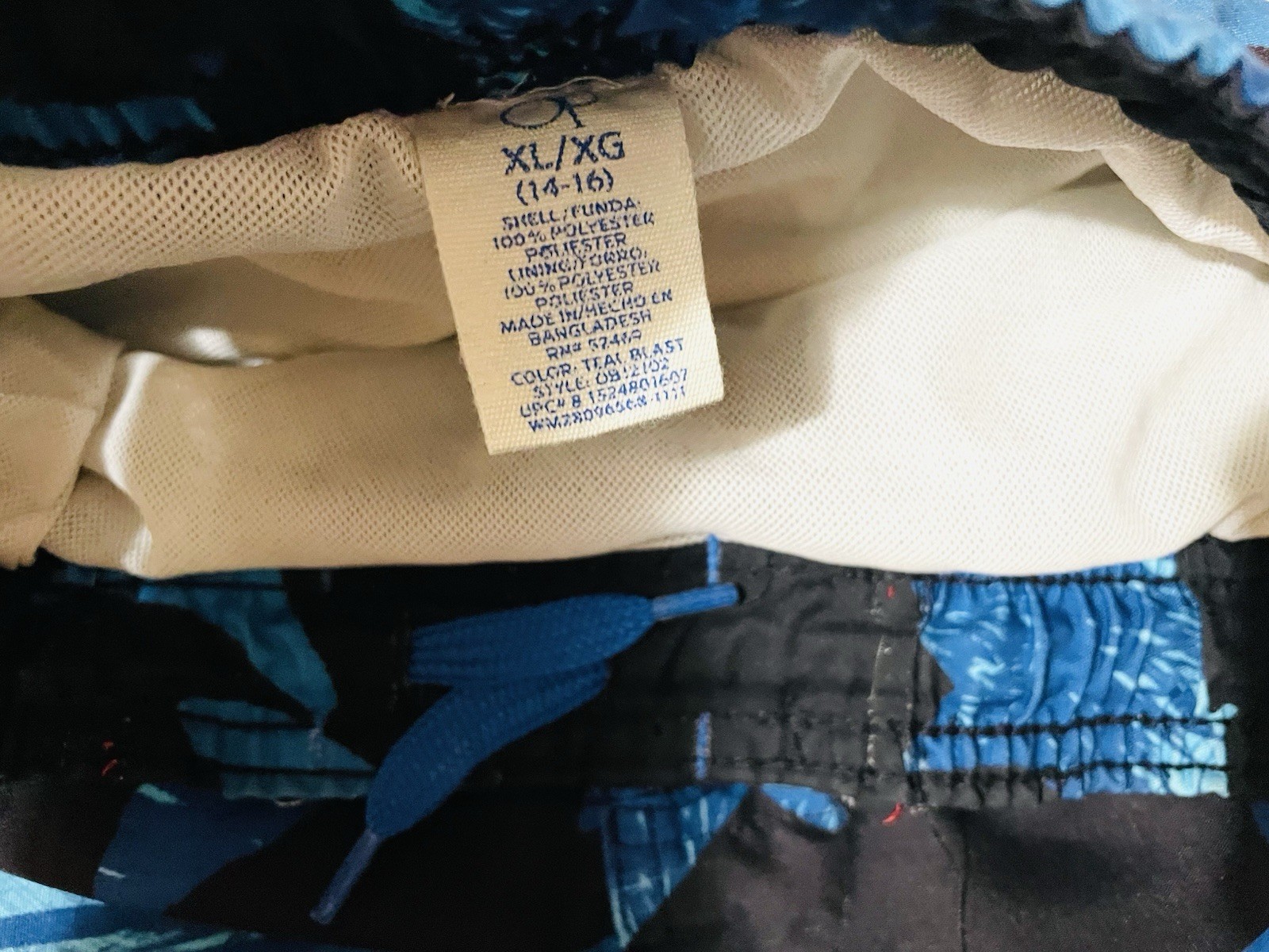 Ocean Pacific OP Boys Shark Swim Trunks XL 14-16 Blue Board Shorts