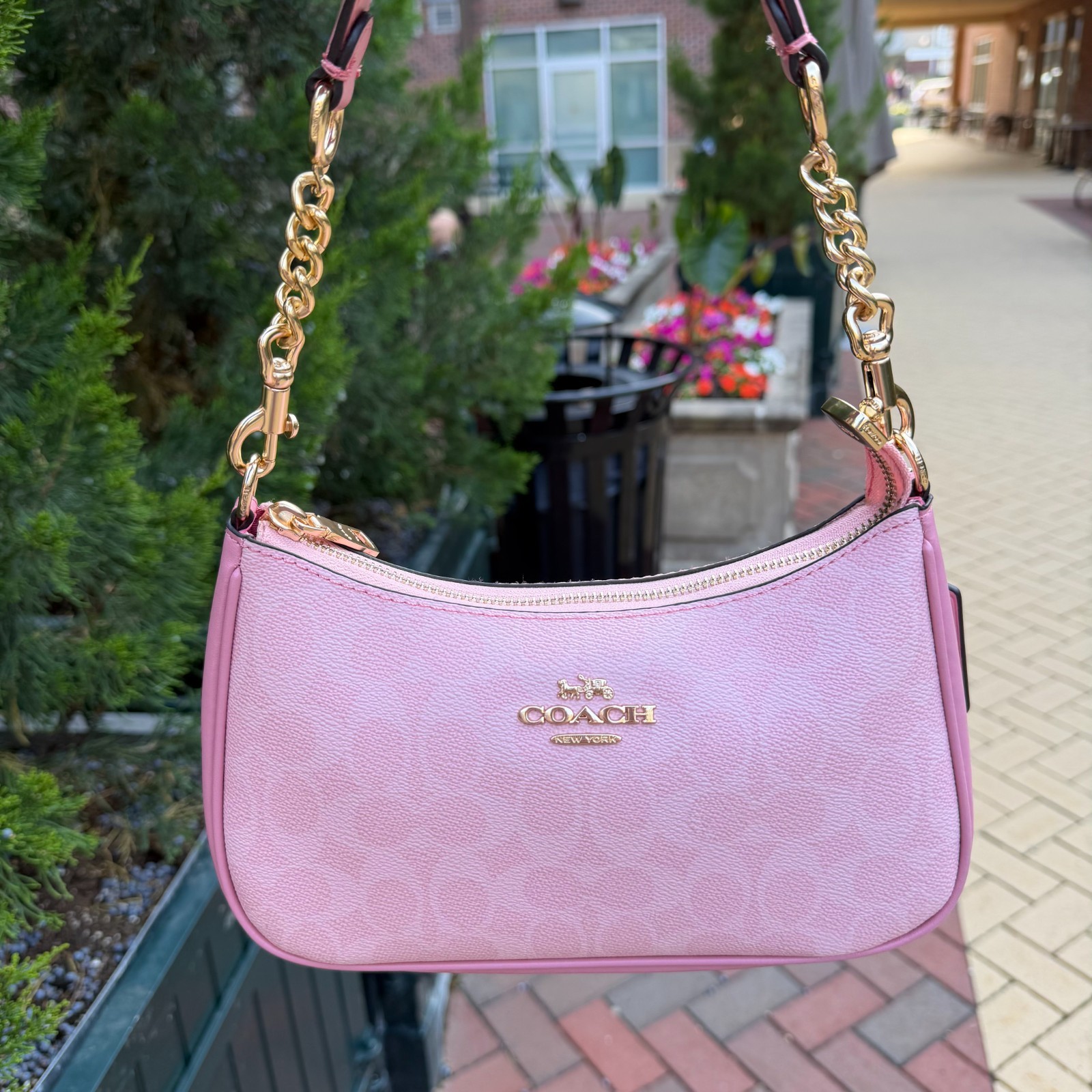 COACH powder pink teri shoulder bag CV933 Brand New