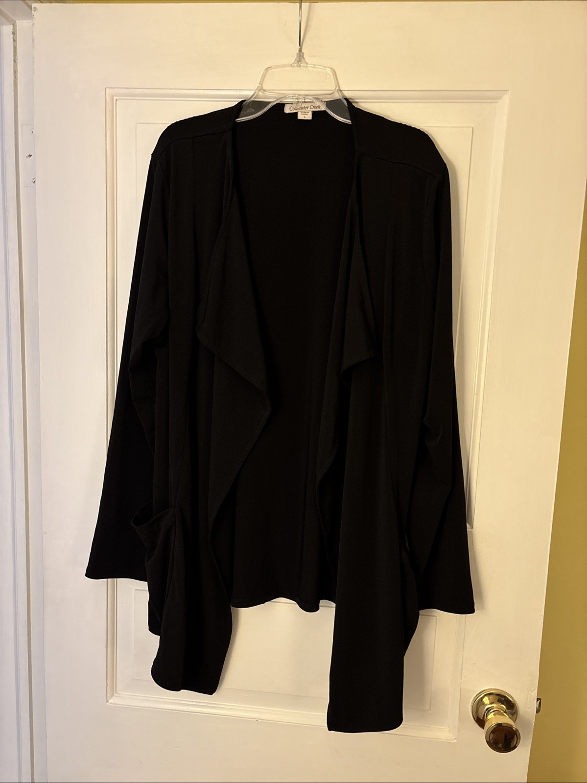 Coldwater Creek Jacket/Sweater Women’s Black Open Front Size Large with Pockets