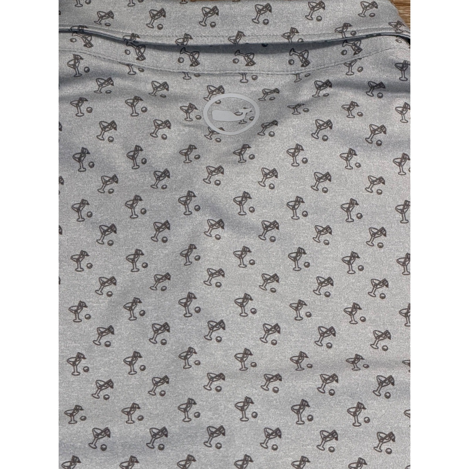 Jim Nantz by Vineyard Vines Mens XL Gray Martini Golf Print brrr Cooling Polo