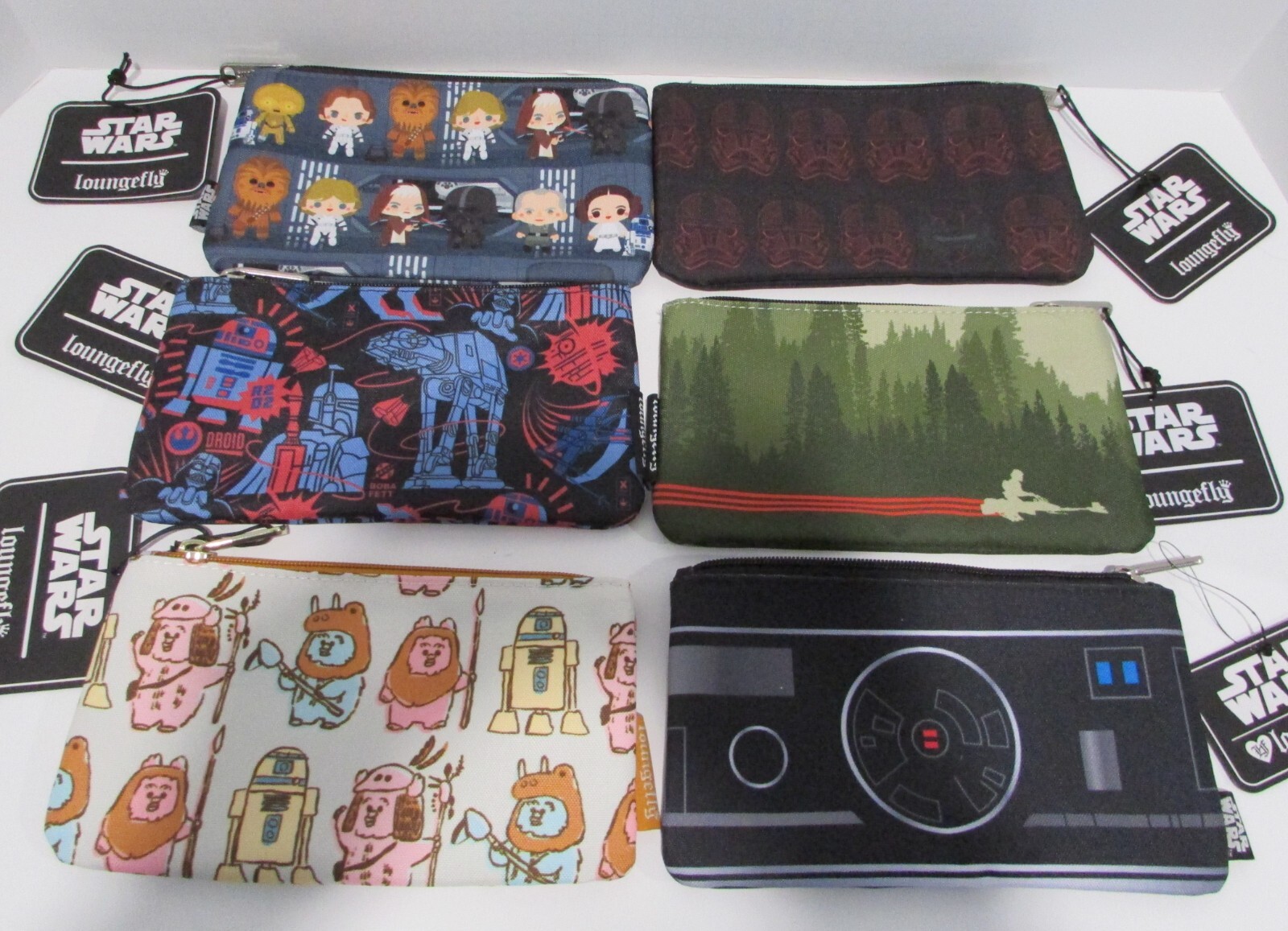Star Wars Loungefly Nylon Zip Pouch Cosmetic Wallet Pencil Purse Bag Disney NWT