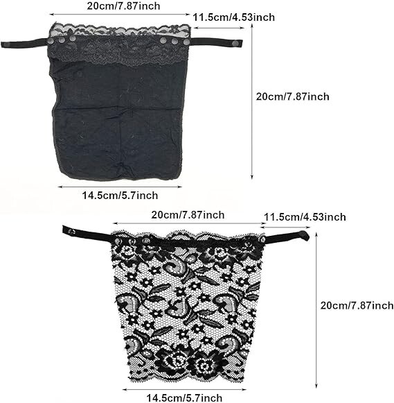 6 Pieces Lace Clip-on Mock Camisole Bra, Insert Overlay Modesty Panels for Low