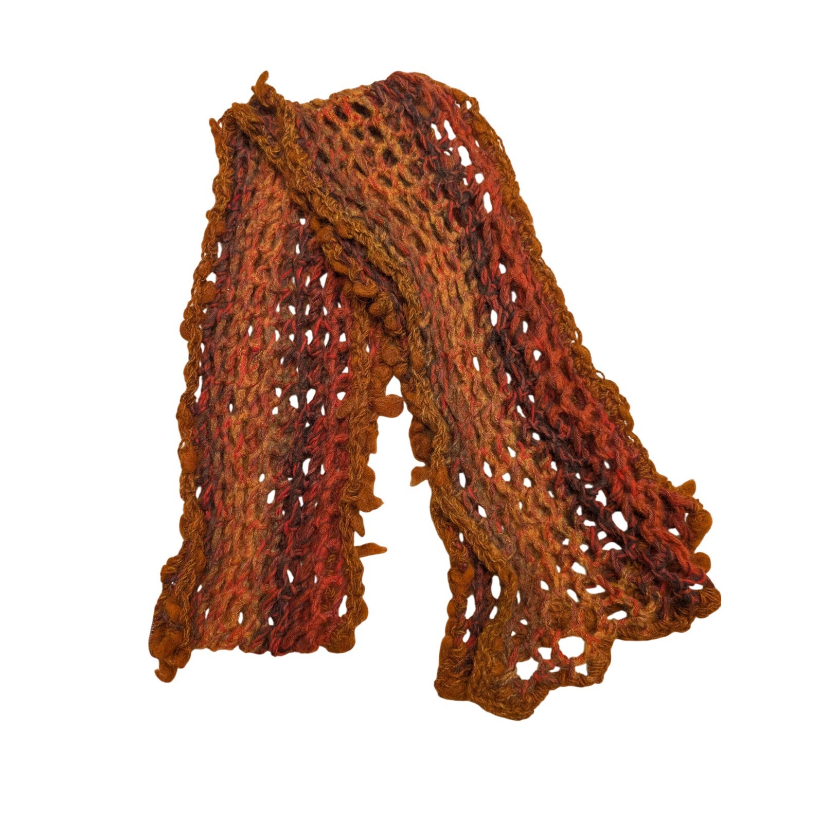 108 Stitches Harriette Cole Collection Open Knit Scarf Boho Crochet Artsy Fall