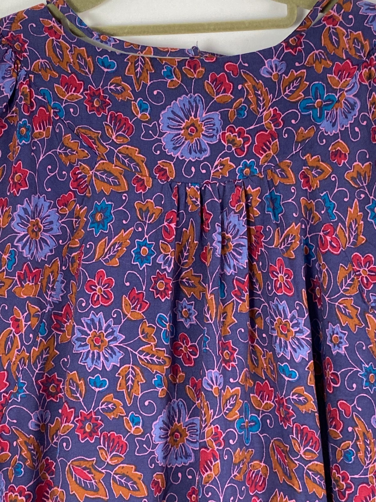 Natural Life Floral Multicolor V Neck with Ties Bell Sleeves Top Sz XL Peasant