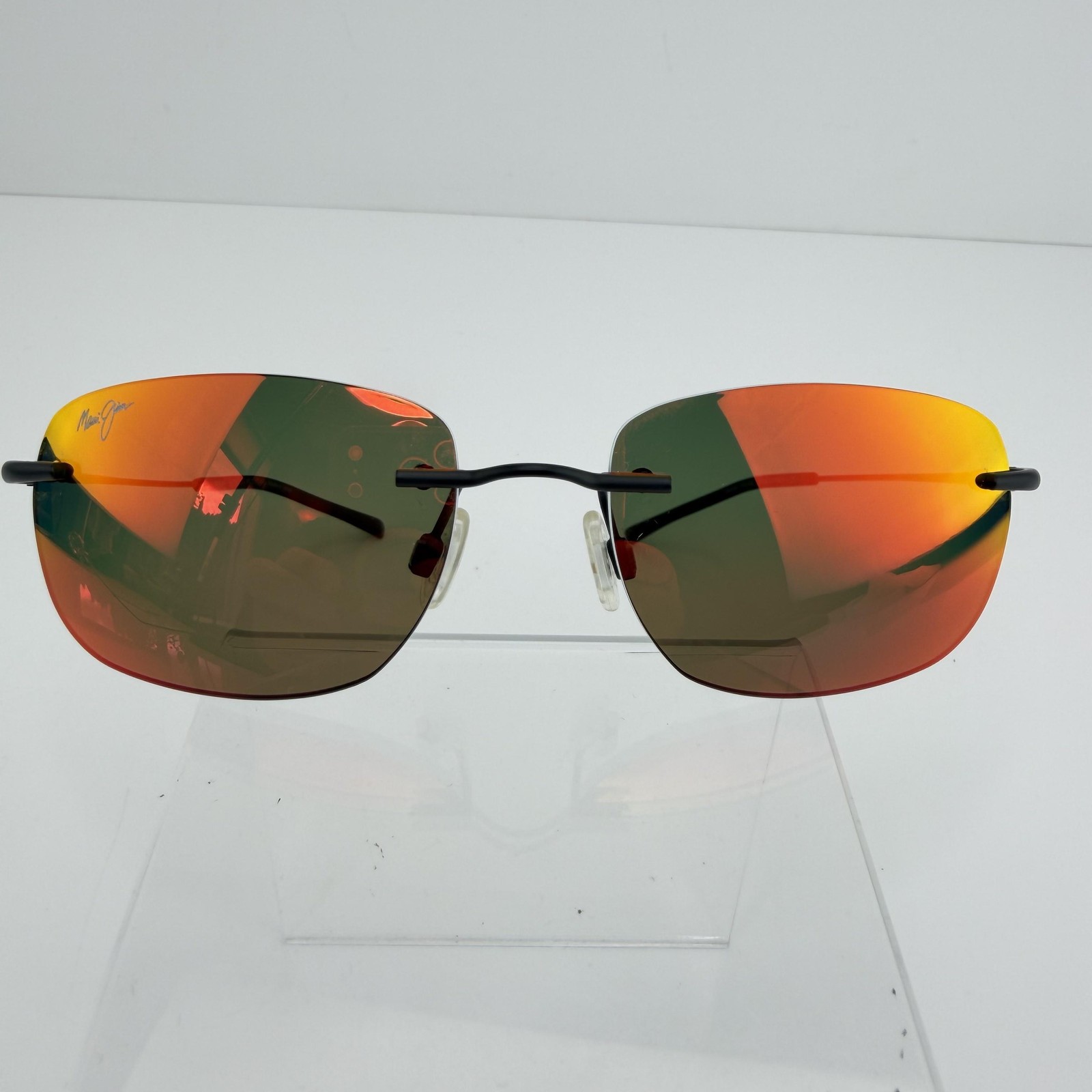 Maui Jim Sunglasses Nanea MJ332-2M Mens Black Rimless Orange Mirrored Polarized