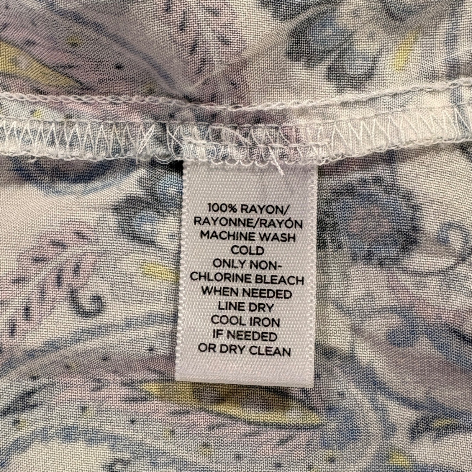 LOFT Womens Paisley Henley Blouse Multi-Color Long Sleeve Rayon Top Size M
