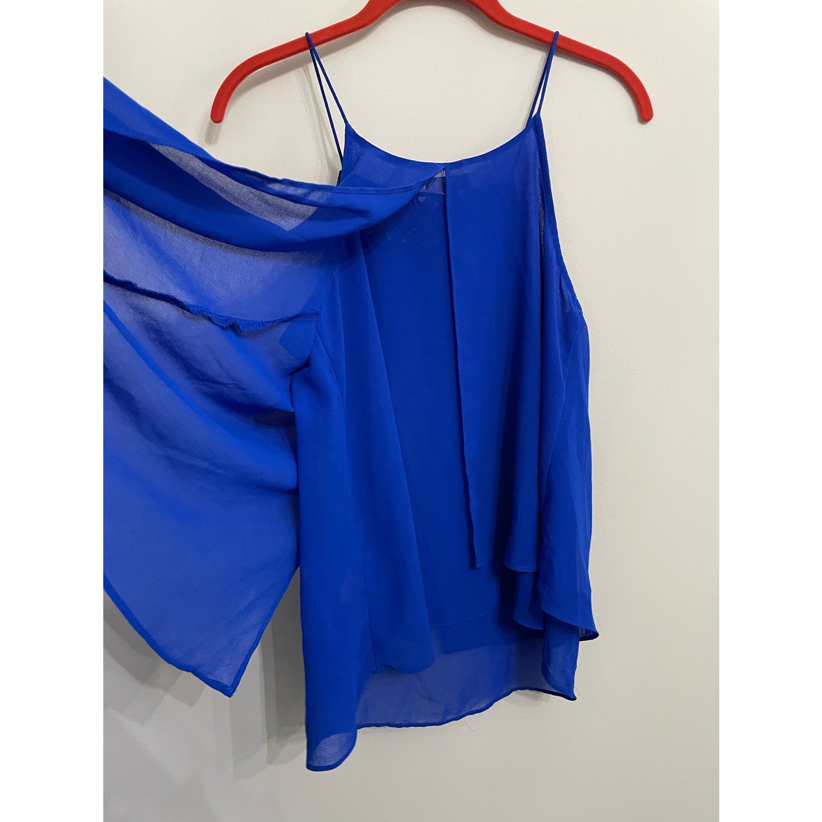 Blue Flowy Tank Chiffon Layers SZ M Womens E Hanger M Bright Royal