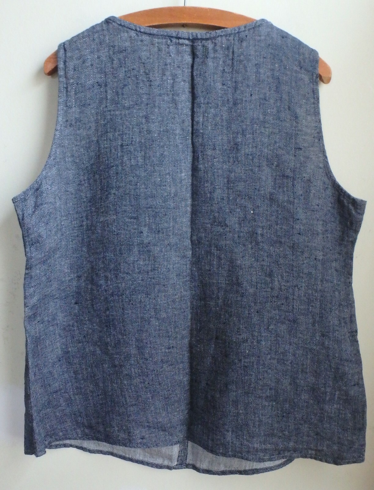 FLAX Designs Linen Tank L NWOT Collared Tank MIDNIGHT MELANGE
