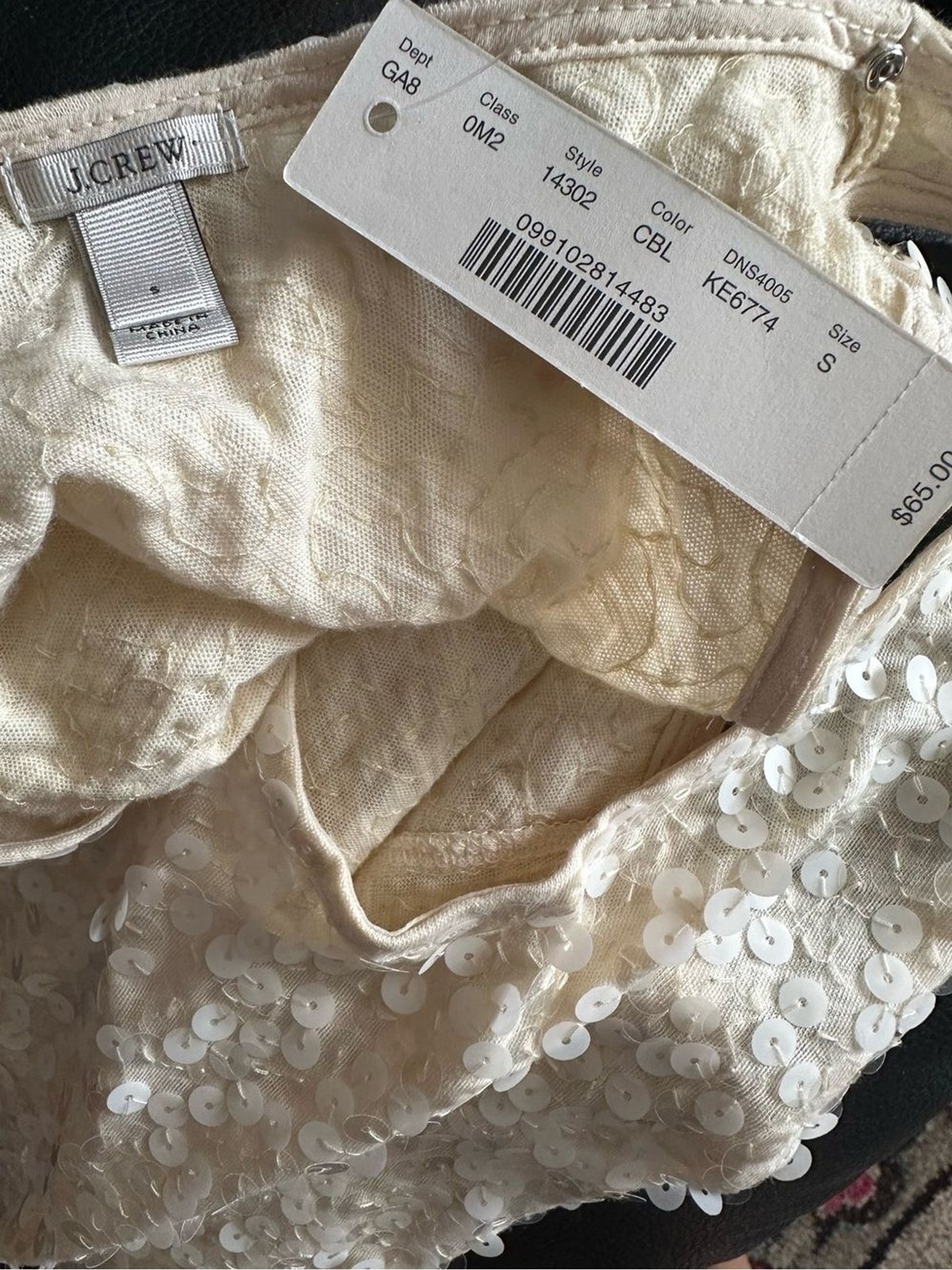 J. CREW Colorblock Sequins Cream Black Tank Cocktail Party Stretchy Top