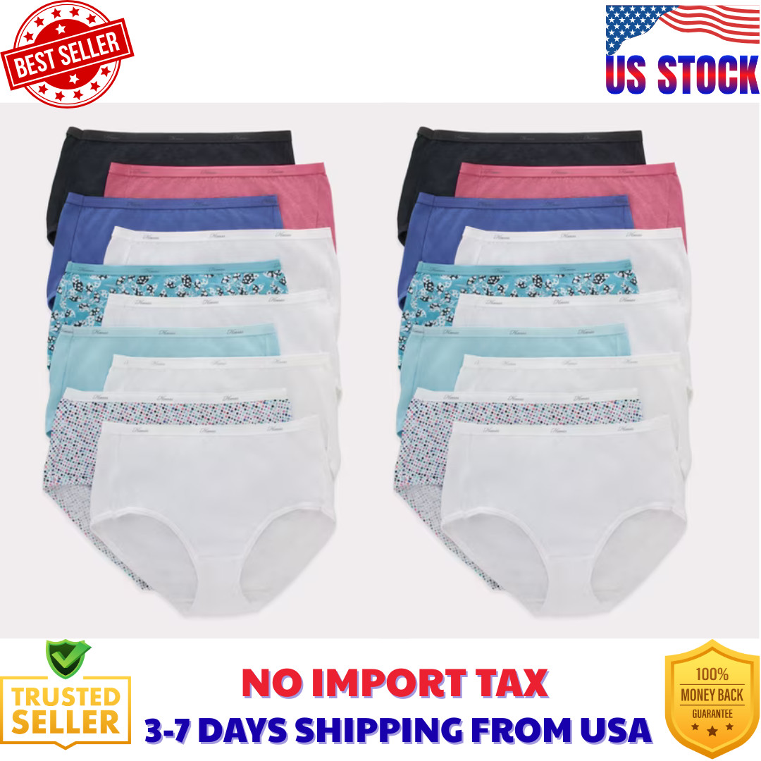Hanes Womens 20-Pack Cotton Briefs Lady Underwear Panties Assorted Colors Prints