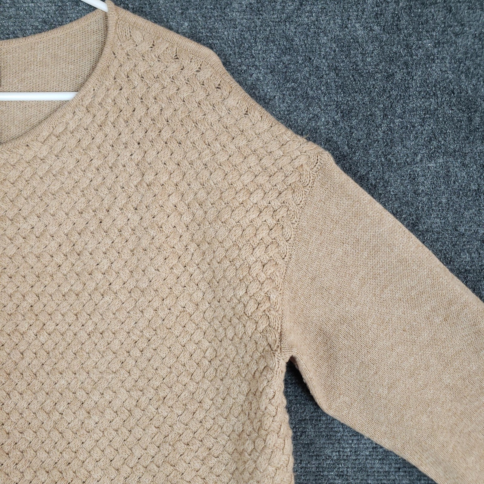 Madeleine Sweater Womens 14/16 Beige Tan Wool Cashmere Pullover Textured Knit