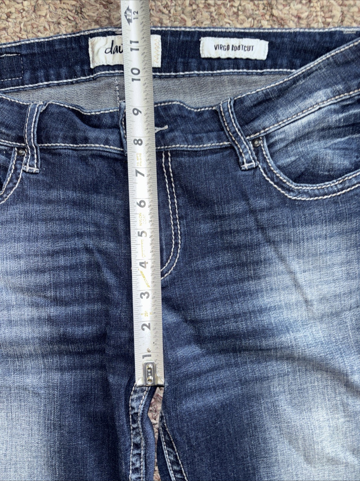 BUCKLE DAYTRIP VIRGO BOOTCUT Womens Size 31R Midrise Stretch Jeans 34×30.5 EUC