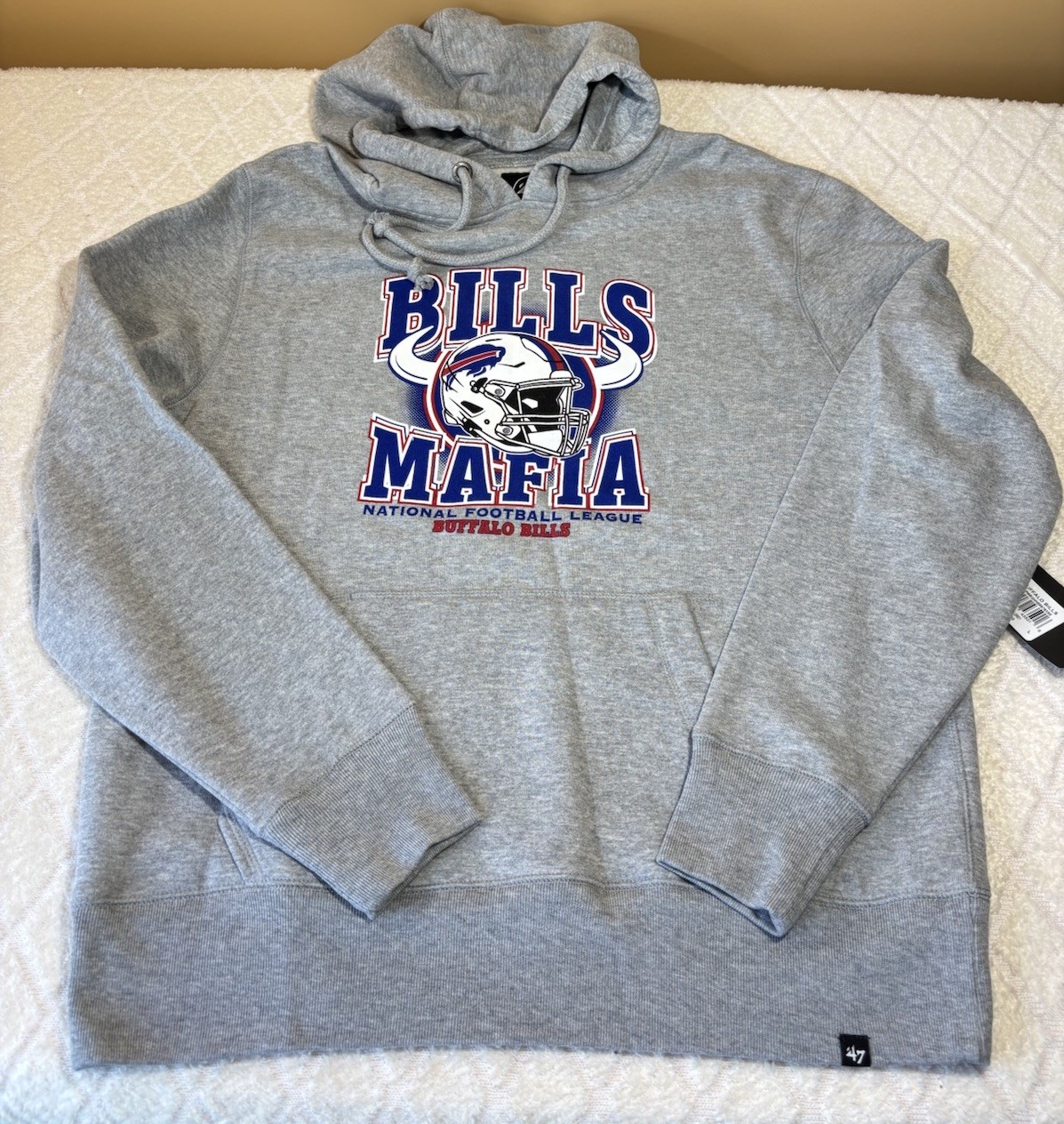 NWT Bills Mafia Buffalo Bills NFL Gray Hoodie Pockets Size XL. 47 Brand $75