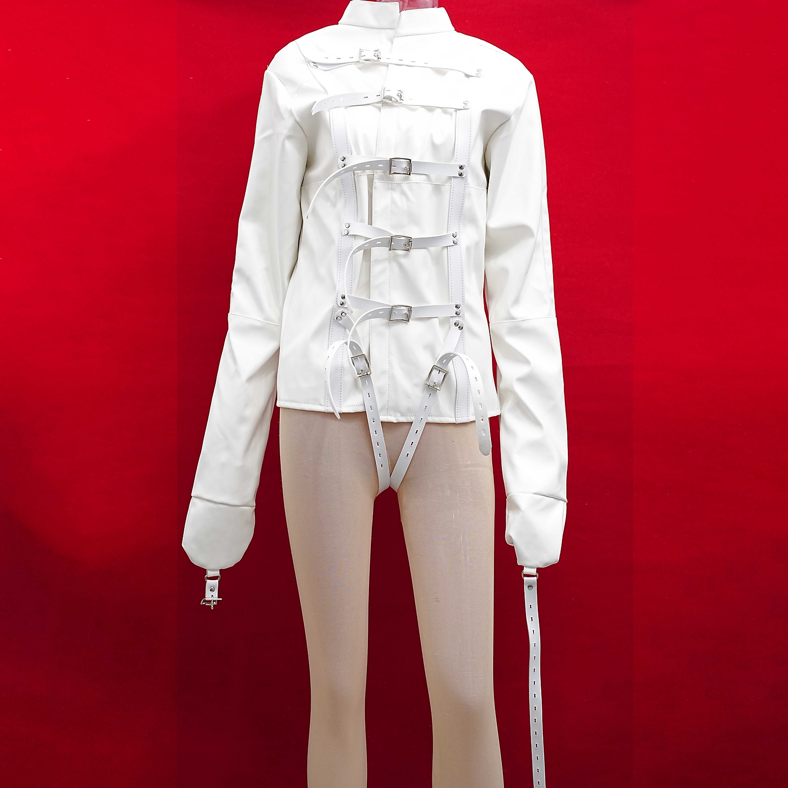 Straight Jacket Asylum Body Harness Armbinder Costume Straitjacket Clubwear US
