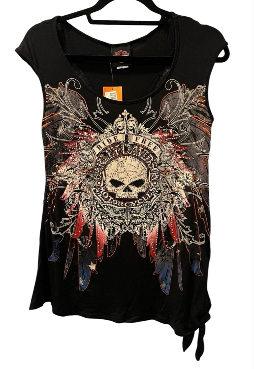 Harley Davidson NWT Y2K Willie G Skull Embellished Rhinestone Shirt Size Small