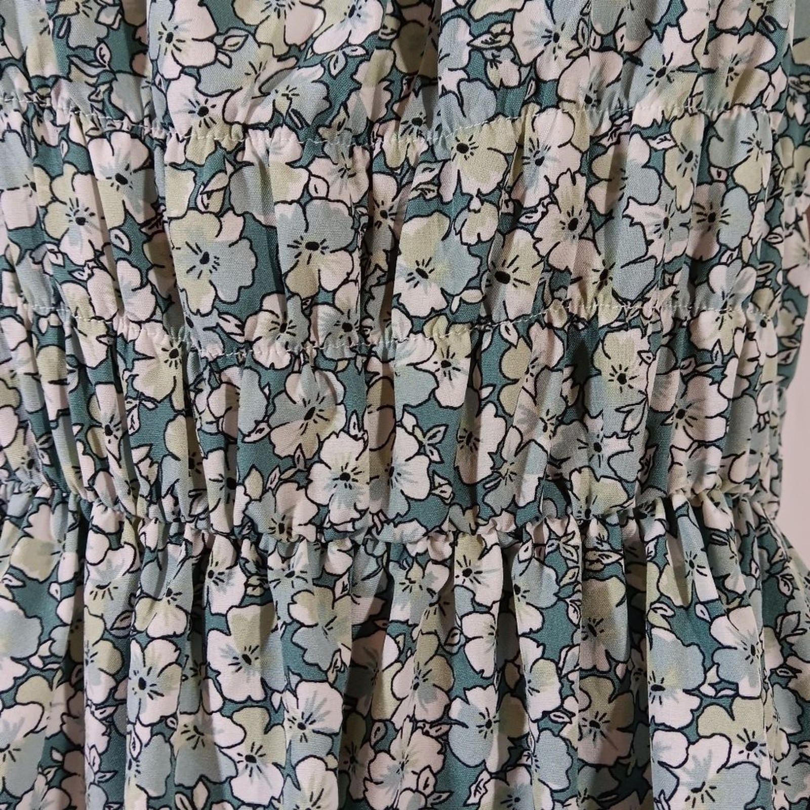 Hesperus Womens Medium Ditsy Floral Maxi Dress Green Milkmaid Peasant Cottage