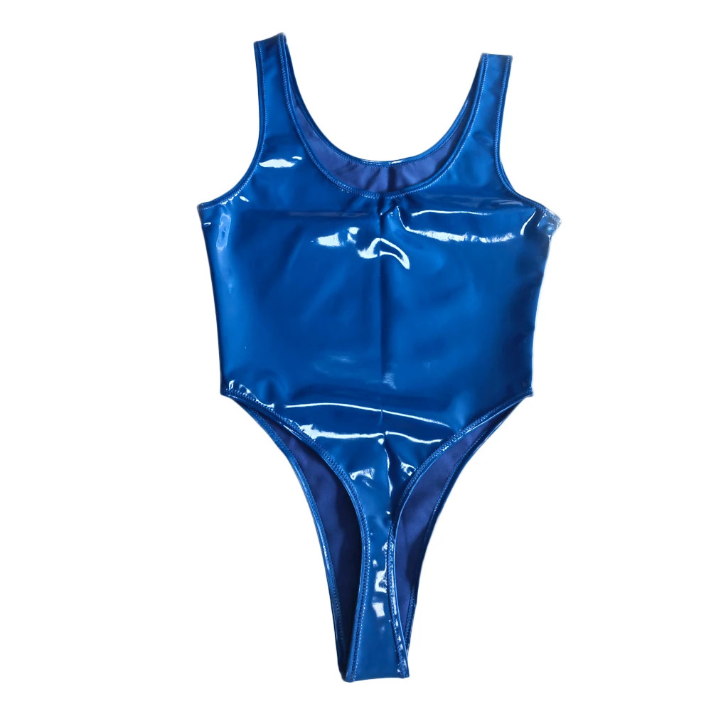 High Quality PVC Latex Shiny High Cut Bodysuit Leotard Catsuit Club Wear Plus