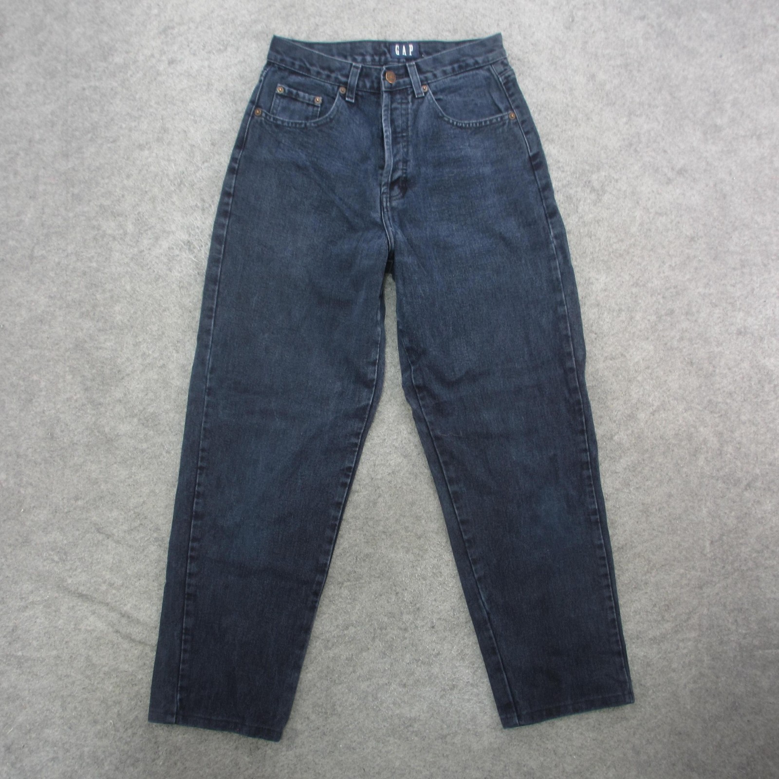 Vintage GAP Jeans Womens 9/10 Blue High Rise Tapered Button Fly Made USA 90s