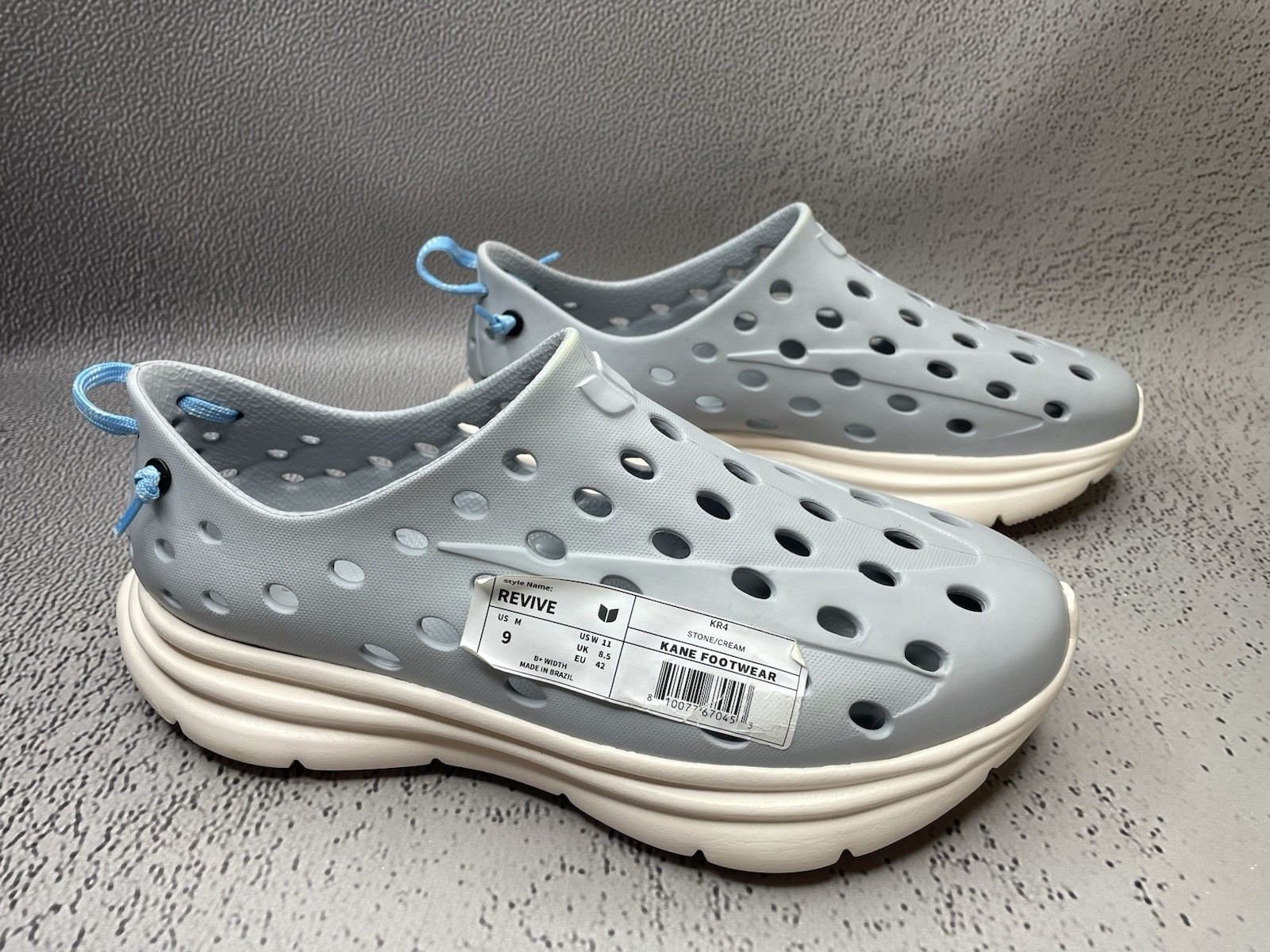 Kane Revive Shoes Stone Cream Gray Vented Rubber Sneakers Size US M 6 W 8