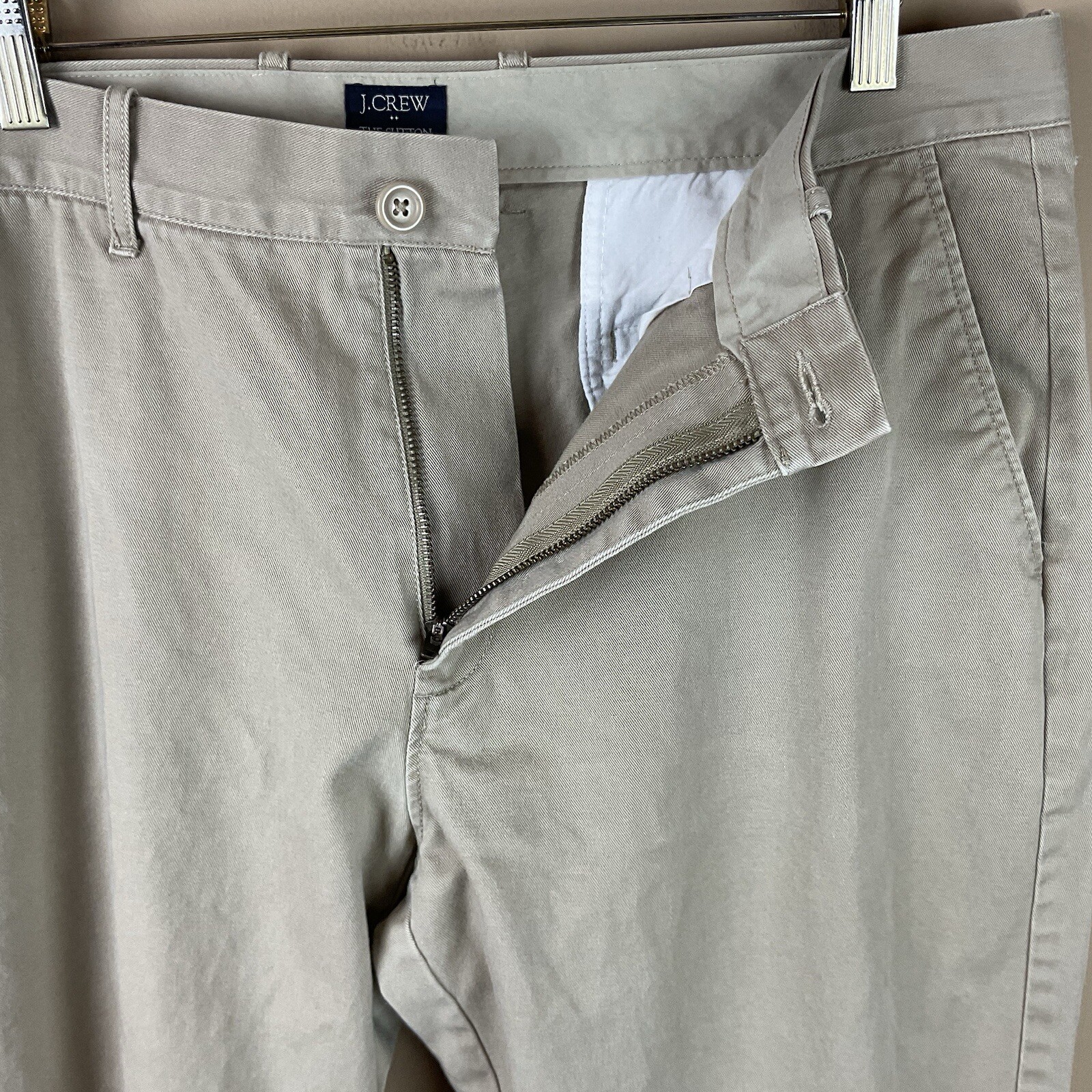 J. Crew The Sutton Chino Dress Pants Mens 36 X 34 Khaki Cotton Flat Front