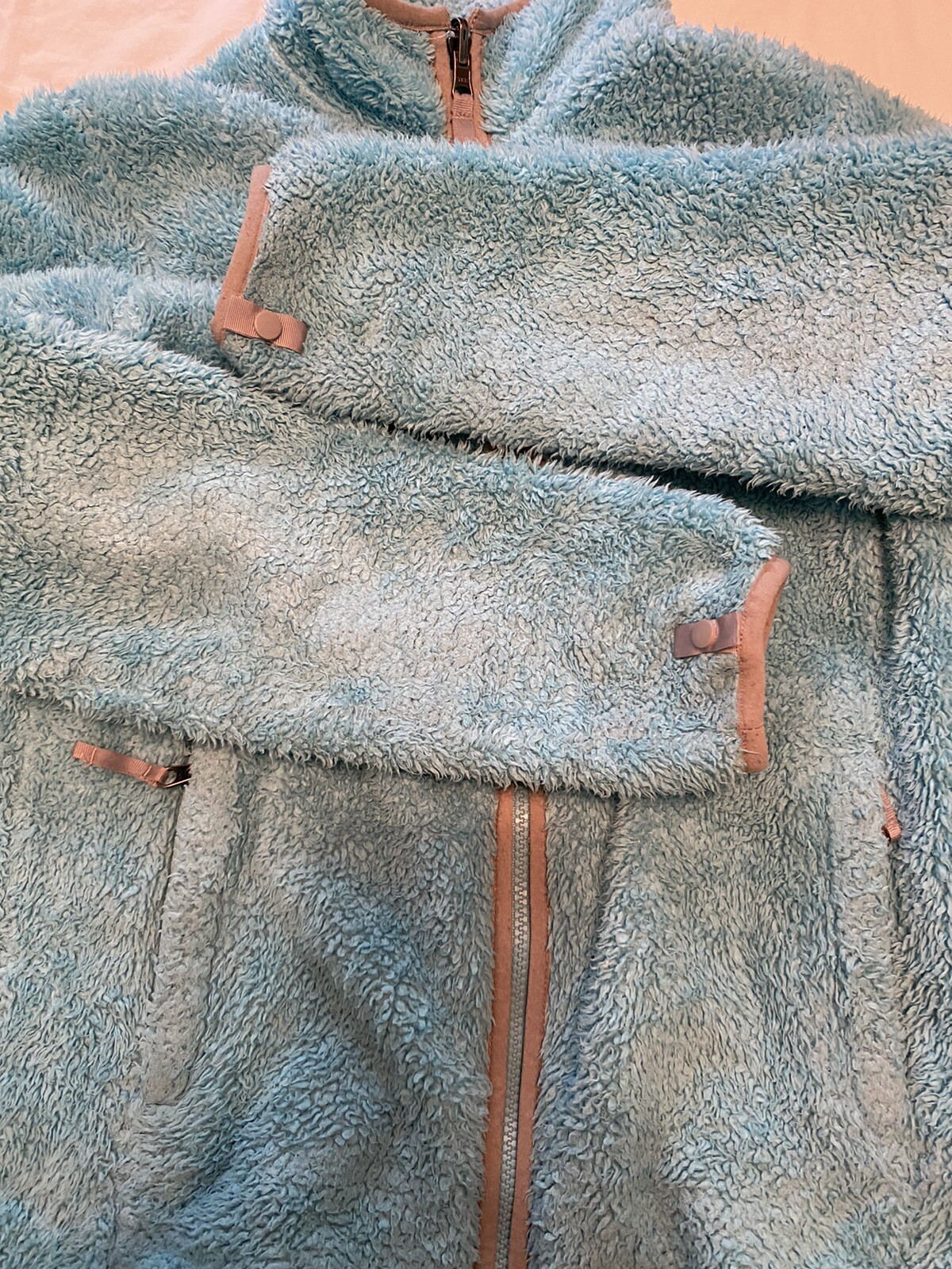 The North Face Jacket Till Blue Furry Fleece Zipper Juniors 14/16