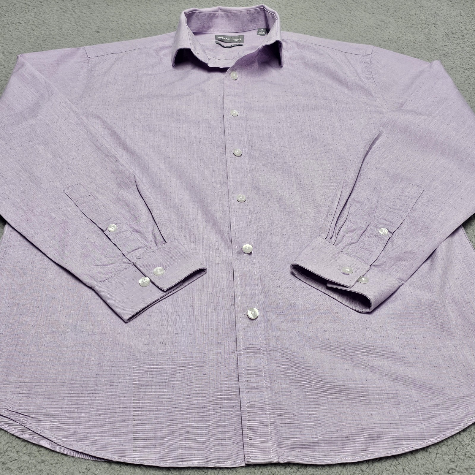Michael Kors Mens slim fit stretch long sleeve shirt lavender size L 16 32/33