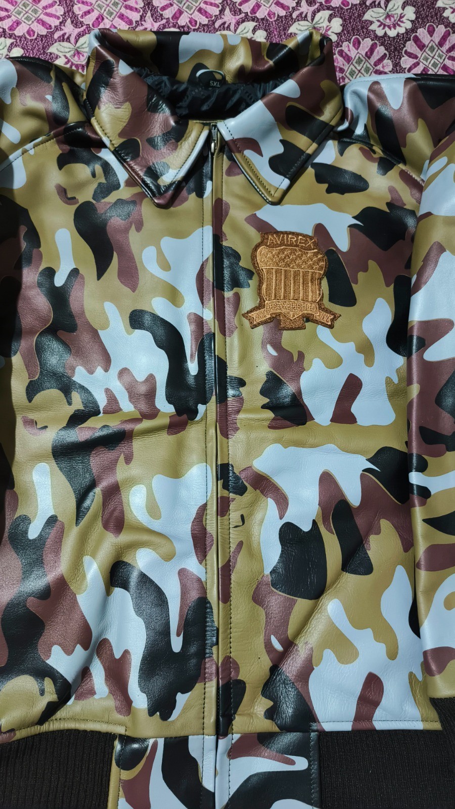 Men’s Avirex Limited Edition Camo Icon Flight Bomber Real Cowhide Leather Jacket
