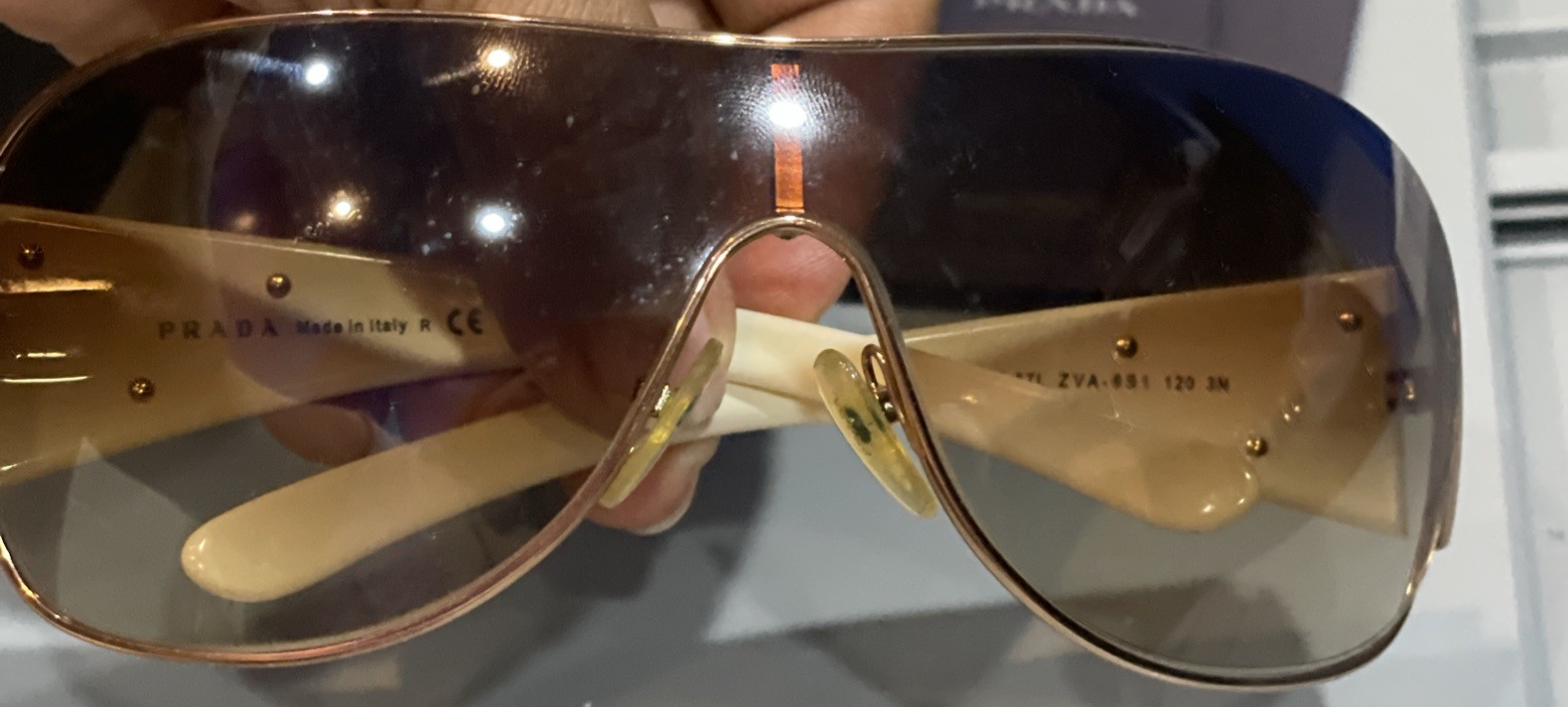 Women’s Prada Cream & Brown Lens Sunglasses w Case