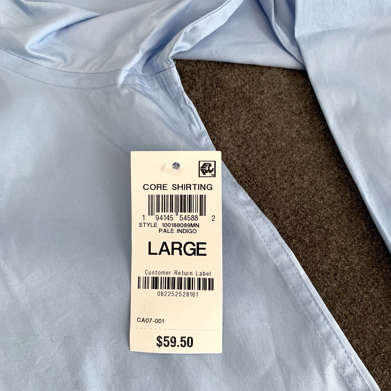 Mode of One Men’s Large Slim-Fit Button-Down Sport Dress Shirt Light Blue Indigo