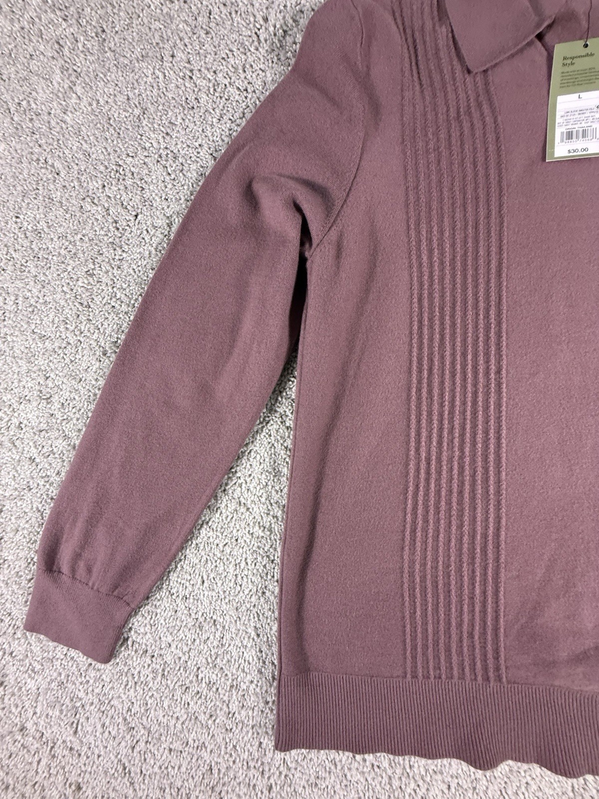 NWT Goodfellow Men’s Long Sleeve Sweater Polo Mulberry Size Large