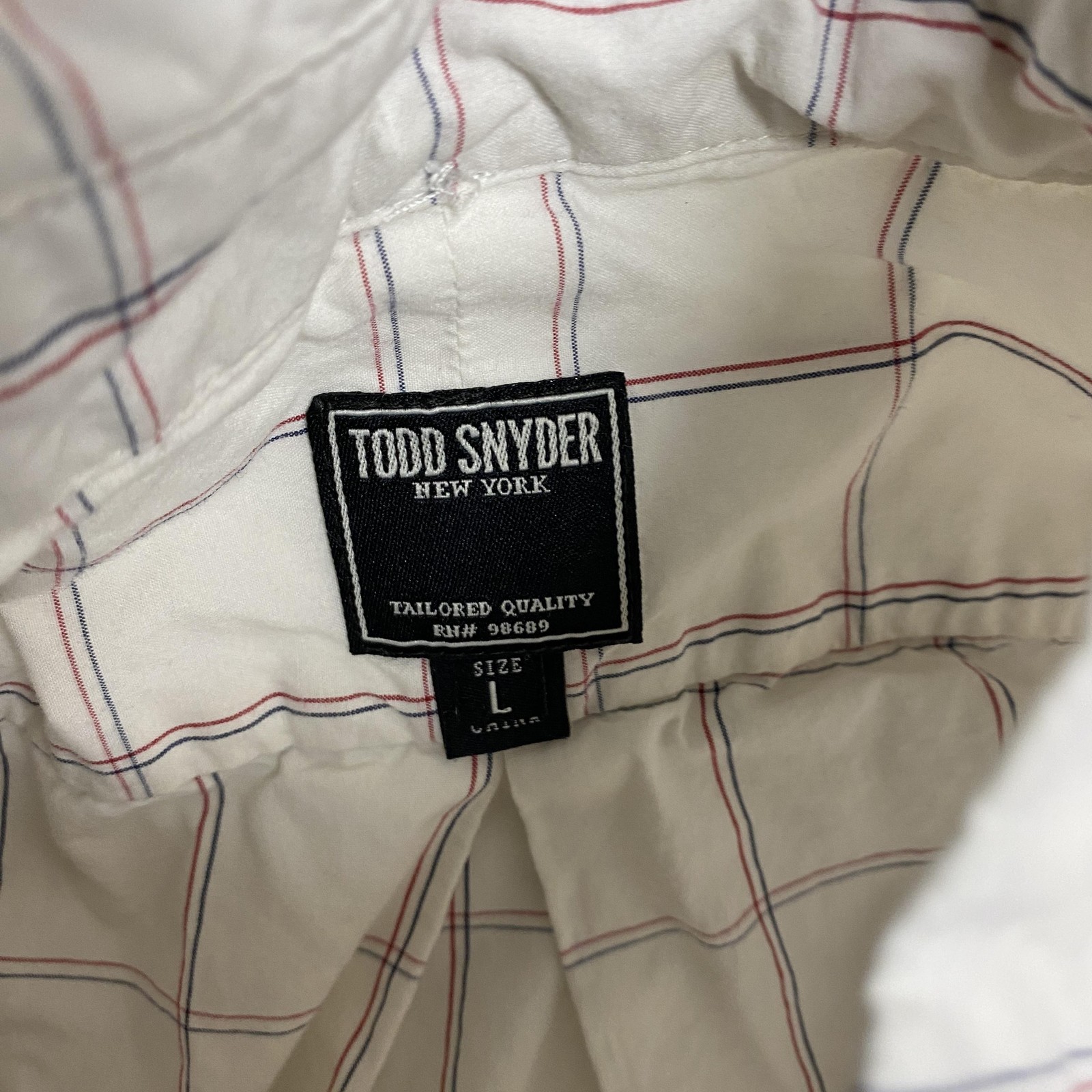 Todd Snyder Shirt Mens Large Cream Plaid Cotton Button Down Long Sleeve