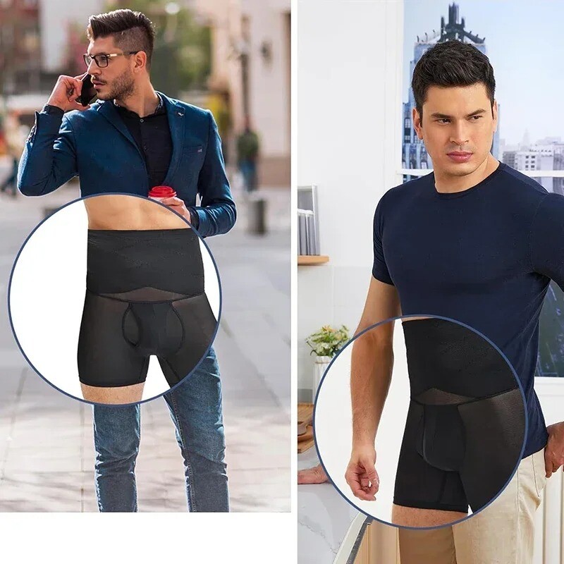 Men Tummy Control Shorts High Waist Slimming Body Shaper Seamless Boxer Briefs